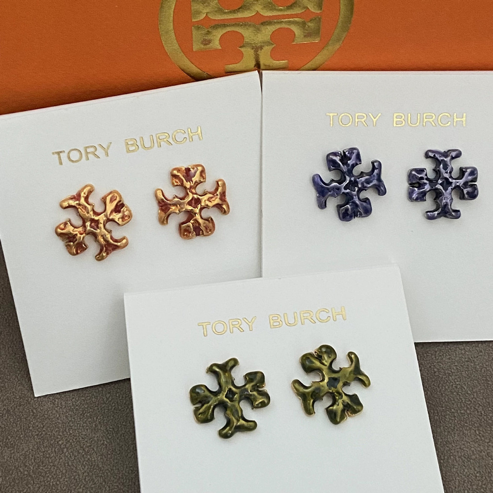 Tory Burch Gold Plated Letter Stud Earrings Trendy
